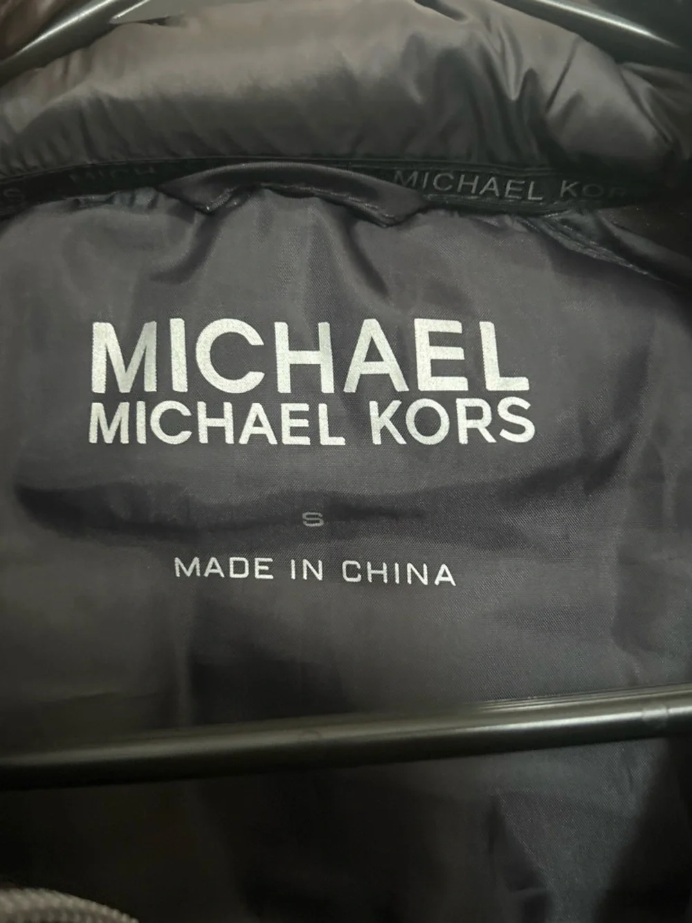 Michael Kors Kids Black Quilted Puffer Jacket with MK Zip Charm